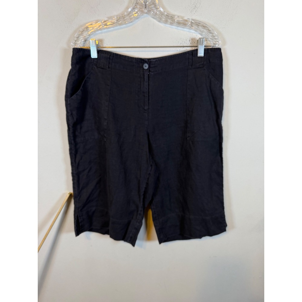 J. Jill Womens Shorts 100% Linen Solid Black Size 12
